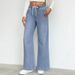 Women's Mid-Rise Casual Jeans Elastic Waist Drawstring Embroidered Bow Stretch Cotton Denim for Spring/Autumn & Summer_mkmklike.com