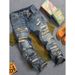 Men's Vintage Heavyweight Distressed Jeans – Korean Retro Washed Denim With Hand-Stitched Patches (28-38, Relaxed Straight Fit)_mkmklike.com