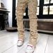 Men's Straight Fit Denim Jeans Stretch Washed Patchwork Casual Pants For Streetwear & Urban Style_mkmklike.com