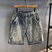 Men's Clothing Summer Beggar Hole Denim Shorts Men's Straight Slim Retro Light Color Versatile Handsome Casual Five Point Pants Men_mkmklike.com