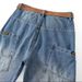 Summer New Style Men's Washed Gradient Denim Shorts Retro Loose Straight Leg Cargo Shorts_mkmklike.com