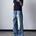 Men's Vintage Washed Straight-Leg Jeans - Retro American Style Loose Fit Denim Pants For Casual Streetwear_mkmklike.com