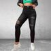 Women's Clothing High Street Fashion Personality Ripped Women's Elastic Slim Fit Denim Pants_mkmklike.com