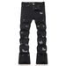 Men's Black High-Street Stretch Flared Jeans With Butterfly Embroidery – Slim Fit Retro Nightclub Denim Pants_mkmklike.com