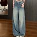 High-Waisted Floor-Length Jeans For Women Sparkling Rhinestones Luxurious Feel Perfect For Autumn_mkmklike.com