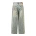 Post-apocalyptic Style Vintage Dirty Jeans For Men, Trendy Brand, Niche Loose Wide-leg Washed Faded Straight Long Pants_mkmklike.com
