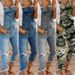 Women's Sports Pair Suspenders Ripped Denim Romper Casual For Women_mkmklike.com