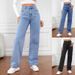 Women's Clothing High Waist Women's Jeans Light Color Washed Loose Wide Leg Large Size Straight Pants_mkmklike.com