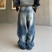 Men's Clothing Men's & Women's Hip-Hop Digital Print Jeans – Loose Fit, Straight Leg, Vintage Washed (Cotton, No Stretch, S-3XL)_mkmklike.com