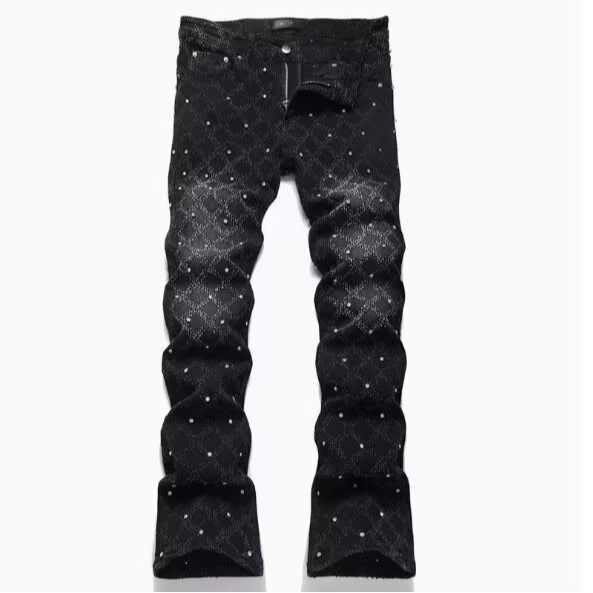 Summer New American-style Trendy Brand Retro Starry Slim-fit Jeans For Men, High Street Fashion, Light And_mkmklike.com