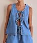 K Fashionable And Casual Sleeveless Lace Up High Waisted Women's Vest Denim Suit Shorts_mkmklike.com