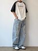 Men's Korean Style High End Retro Splatter Paint Distressed Jeans Spring Autumn Stylish Loose Wide Leg Ripped Floor Length Trendy Pants_mkmklike.com