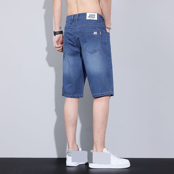 Men's Ice Silk Denim Shorts - Lightweight Tencel Fabric, American Retro Workwear Style, Breathable Summer Casual Shorts_mkmklike.com