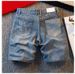 Men's Slim Fit Denim Shorts Casual European Style Summer Color Block Five Point Cargo Shorts_mkmklike.com