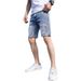 Men's Summer Thin Denim Shorts Loose Fit Straight Leg Korean Style Trendy Casual Ripped Mid-Length Clothing_mkmklike.com