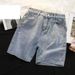 Men's Summer Lightweight Denim Shorts Trendy Loose Fit Casual Fashionable Brand Pants 5 Point Riding Breeches_mkmklike.com