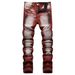 Men's Clothing Original European And American Style Motorcycle Pants Elastic Zipper Decoration Dyeing Personality Fashion Skinny Jeans_mkmklike.com