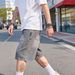 Men's American Style Casual Workwear Denim Shorts Cargo with Relaxed Fit Straight Leg Summer_mkmklike.com