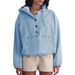Women's Fashion Denim Hooded Zip-Up Jacket With Button Closure, Casual Streetwear Oversized Coat For Women (Light Blue, Medium Blue, Dark Blue)_mkmklike.com