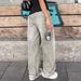 Vintage High-Waisted Light Gray Jeans For Women - Loose Fit Wide Leg Straight Denim Pants With Retro Street Style_mkmklike.com