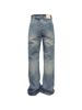 Men's Clothing 2025 American Retro Washed Blue Flared Jeans Trendy Men's High Street Drape Pants_mkmklike.com
