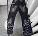 Streetwear Splatter Jeans – Distressed Black-Grey Paint Wash With Flared Hem (S-3XL, Unisex Grunge Revival)_mkmklike.com