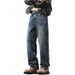 Slim Fit Dark Blue Trendy Jeans For Men Loose Straight Leg Versatile Luxurious Wide Leg Trousers Perfect For College Students Spring Autumn_mkmklike.com