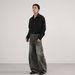 Retro Style Black Curved Blade Jeans Loose Fit Straight Wide Leg mid Waist Washed Distressed for Men And Women_mkmklike.com