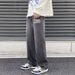 Men's Loose Straight-Leg Vintage Denim Jeans American Streetwear High Street Fashion Charcoal Blue S-3XL_mkmklike.com