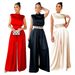 Women's fashion wide leg pants solid color high collar sleeveless waist jumpsuit_mkmklike.com
