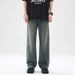 Men's Retro Washed Jeans Unisex Cleanfit Loose Straight Leg Slimming Trousers Mid Waist Cotton Blend High Street Style_mkmklike.com