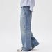 Men's & Women's Streetwear Light Blue Jeans - Relaxed Fit Straight Leg Washed Denim Pants With Multi-Pocket Design_mkmklike.com