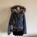Women's Denim Jacket With Detachable Faux Fur Hood, Short Cropped Bomber Style Coat For Winter & Fall (Blue/Brown, S-L)_mkmklike.com