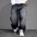 Men's Distressed Washed Jeans – Loose Fit Streetwear Style With Splatter Paint Effect & Vintage Wash (Dark Grey)_mkmklike.com
