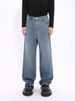 Men's Vintage Washed Jeans - High Street Style With Yellow Mud Dye, Oversized Dad Fit Straight Leg Pants For Streetwear_mkmklike.com