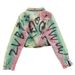 Women's Clothing Short Denim Jacket Early Spring New Small Size Slim Goods Hand Painted Graffiti Design Long Sleeved Top_mkmklike.com