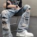 Loom High Trendy Brand European And American Street Hip Hop Ins Washed Ripped Jeans Men's Niche Design Beggar Pants_mkmklike.com