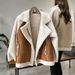 Women's Shearling Jacket Winter - Thick Fleece Lined Bomber Coat With Faux Fur Collar (S-2XL, Beige/Camel/Khaki/Mocha)_mkmklike.com