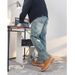 Men's Herringbone Denim Jeans – Relaxed Straight-Leg Casual Pants For Summer_mkmklike.com
