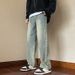 Men's High Street Oversized Straight Leg Jeans Loose Fit Wide Leg Pants For Spring Vibe With Belt_mkmklike.com