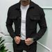 2025 Autumn European And American Men's Fashion Solid Color Button Pocket Long Sleeve Fleece Lined Simple Casual Jacket_mkmklike.com