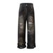Wasteland Style Paint Splatter Distressed Jeans Men's Straight Long Tie-Dye Vintage Dirty Pants High Street Fashion_mkmklike.com