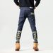 Men's Washed Blue Jeans – Classic Straight Fit With Gothic Letter & Skull Print, Mid-Rise Cotton Denim For Casual Streetwear (28-38)_mkmklike.com