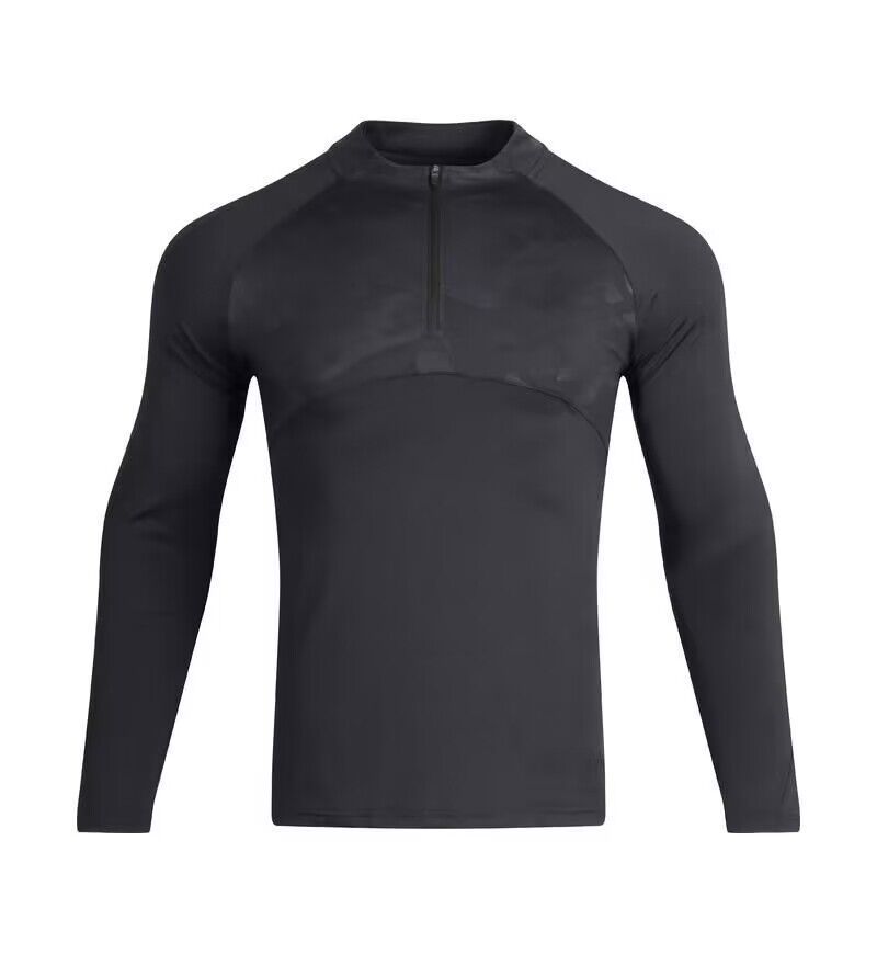 Men's Clothing Long-Sleeved T-Shirt Men's Sports Outdoor Tops Quick-Drying Breathable Running Fitness Training Suit Half-Zip Stand Collar_mkmklike.com