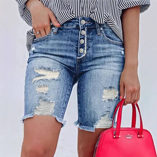 Women's Clothing Fashion Ripped Stretch Denim Jeans High Quality Fashion Denim Shorts_mkmklike.com