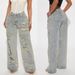Women's Clothing Distressed Washed Wide-Leg Jeans For Women - High Waisted Vintage Denim Pants With Ripped Details (Khaki, S-XXL)_mkmklike.com