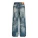 Men's Vintage Washed Blue Straight Leg Jeans With Cat Whisker Design - Classic Streetwear Style For Casual Outfits_mkmklike.com