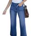 Elegant High-Waisted Straight Leg Jeans For Women - Comfortable Stretch Denim Pants With Classic Washed Look, Mid-Rise Casual Trousers_mkmklike.com