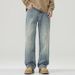 Men's Loose Straight Leg Jeans 2026 Spring American Style Trendy Wide Leg Retro Distressed Casual Pants_mkmklike.com
