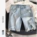 Men's Clothing Men's Style Slim Fit Ripped Denim Shorts Summer Thin Casual Trendy Brand Five Point Breeches_mkmklike.com